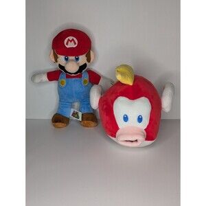Nintendo Super Mario Kart CHEEP CHEEP FLYING FISH 9" & MARIO 11" SET OF 2